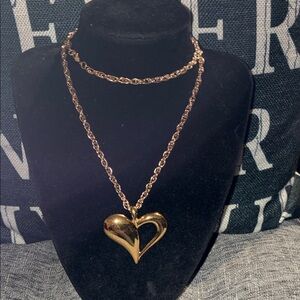 Vintage Monet Gold Heart Pendant Necklace
